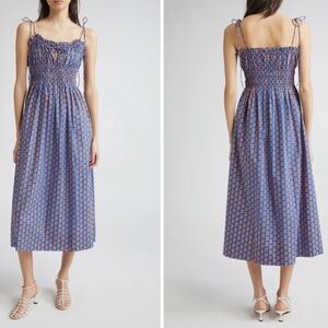 DOEN "Rhoda" Organic Cotton Poplin Sundress in Mazarine Sunrise Paisley: Sz M